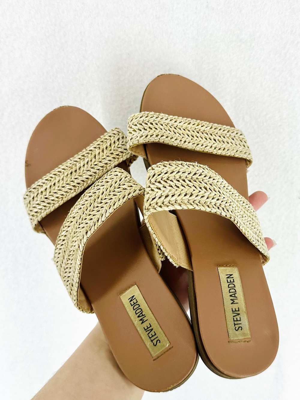Steve Madden Woven Double Strap Dual Flat Slide Sandals Women’s Size 9.5
